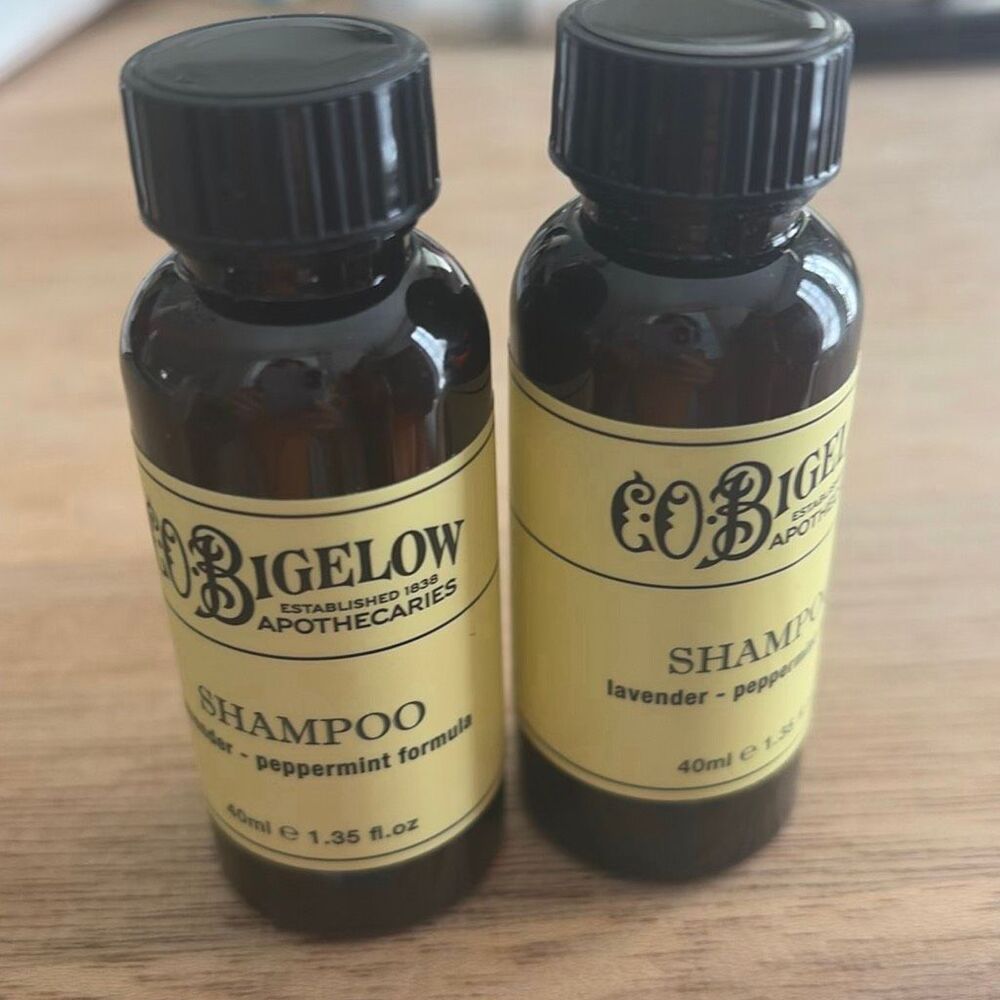 NEW set of 2 CO Bigelow lavender peppermint shampoo, travel size 1.35 ounce